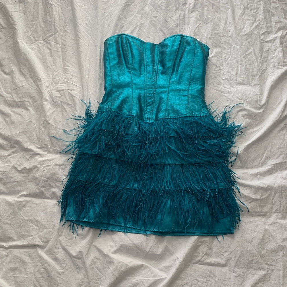 Blue Feathered Dress